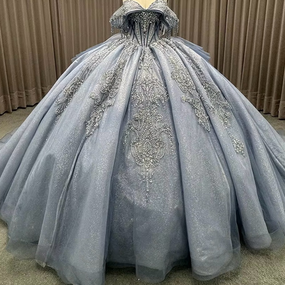 Elegant Silver dress bluue Dress